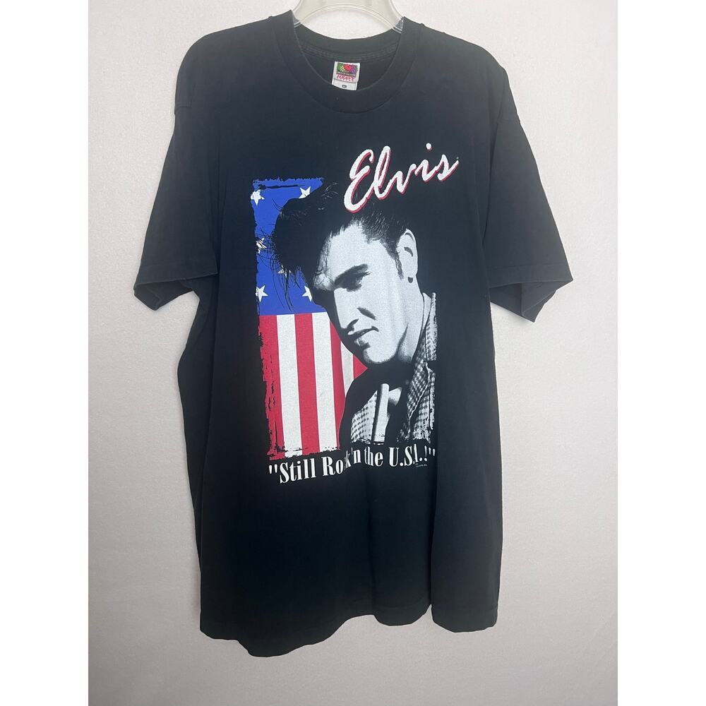 Elvis Presley Still Rock’n the USA Flag Graphic T-Shirt Size XXL Single Stitch